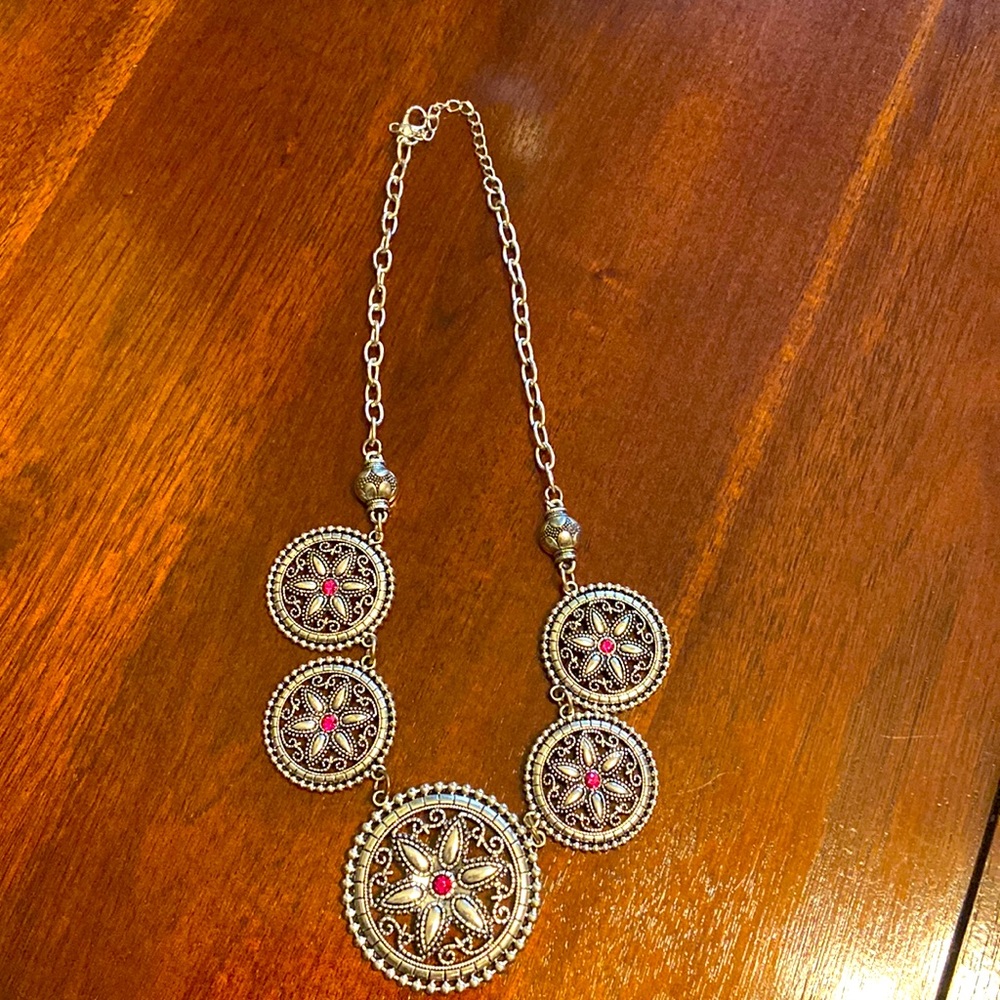 Silver and pink Paparazzi necklace
